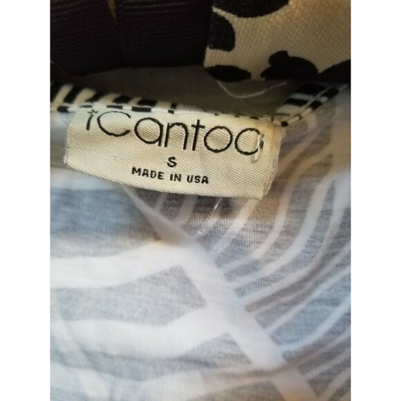 Icantoo Small Black White Leaf Print Open Front Cardigan Sweater 3/4 Sleeve USA - Picture 2 of 6